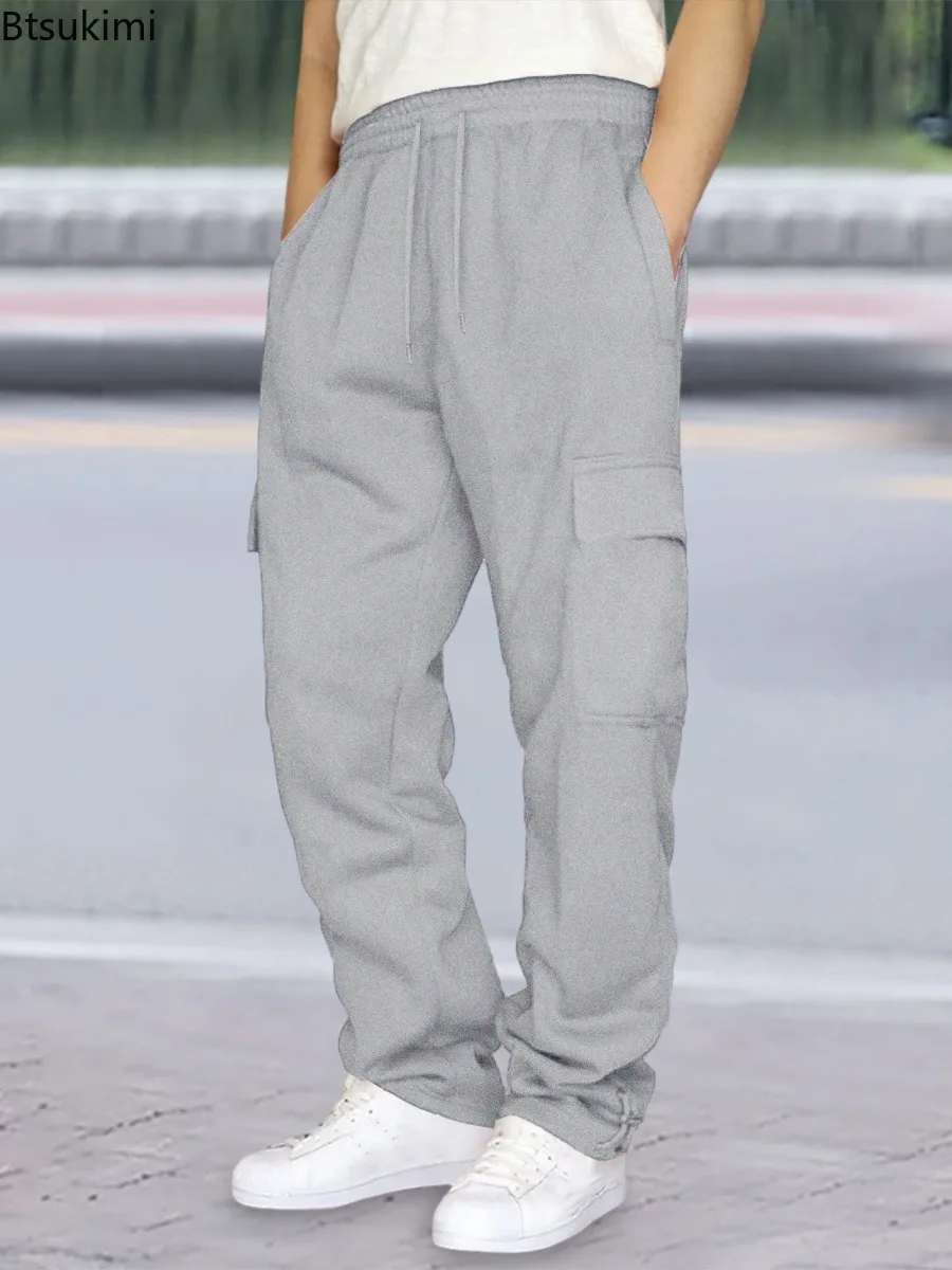 2025 Autumn Men's Casual Sports Pants Straight Multiple Pockets Long Baggy Trousers for Men Joggers Cargo Pants Men Streetwear