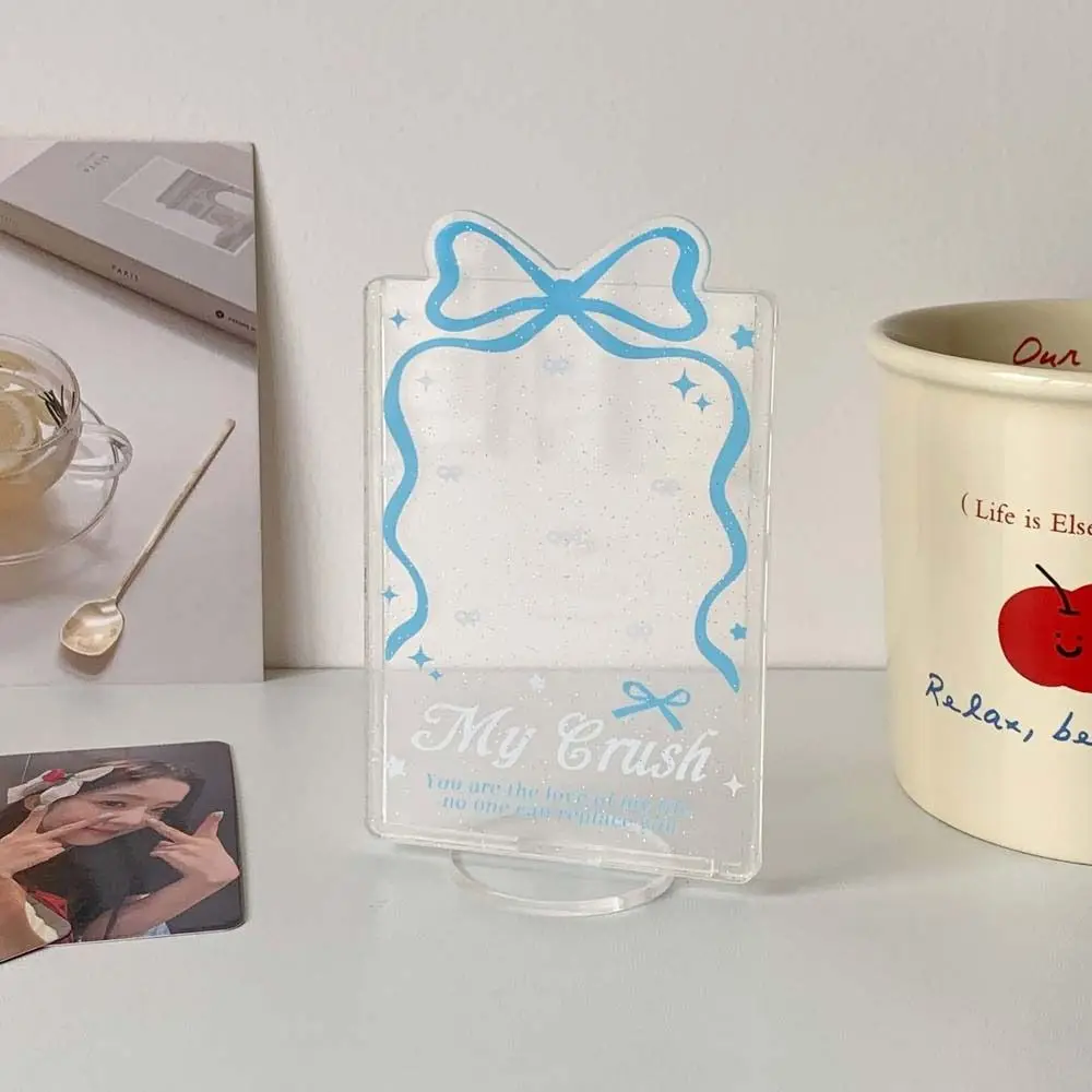 Desktop Decoration Korean Style Card Holder Bowknot Transparent Student Card Cover Acrylic Polaroid Photo ID Card Holders