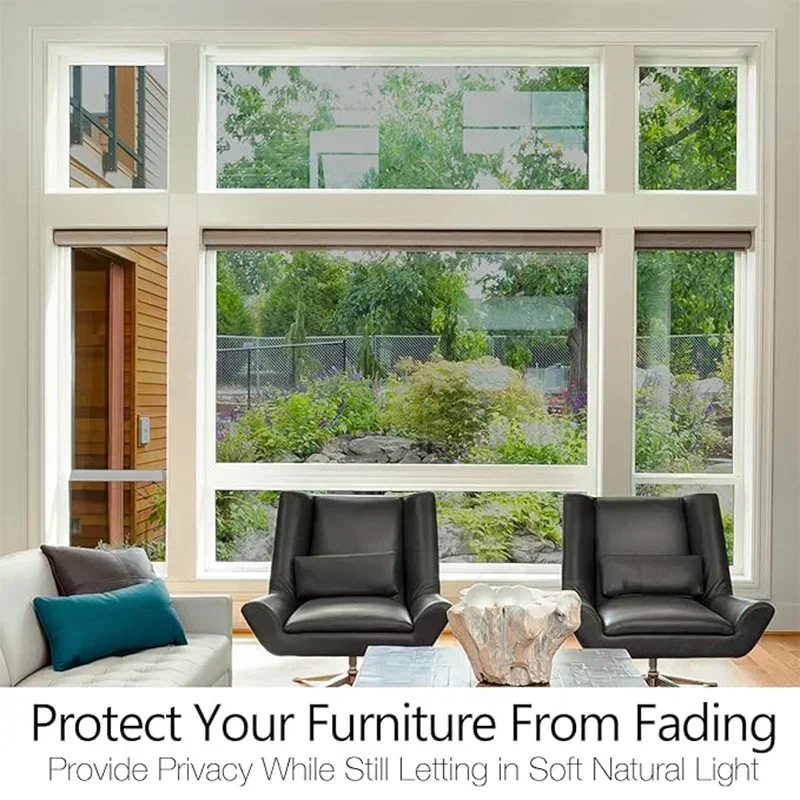 Window Privacy Film One Way Daytime Privacy Static Cling Sun Blocking Anti UV Reflective Window Tint for Home and Office