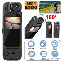 Portable 2K HD Mini Sport Action Camera Back Clip Night Vision Action Cam 180 Rotatable len Travel Bicycle Driver Video Recorder