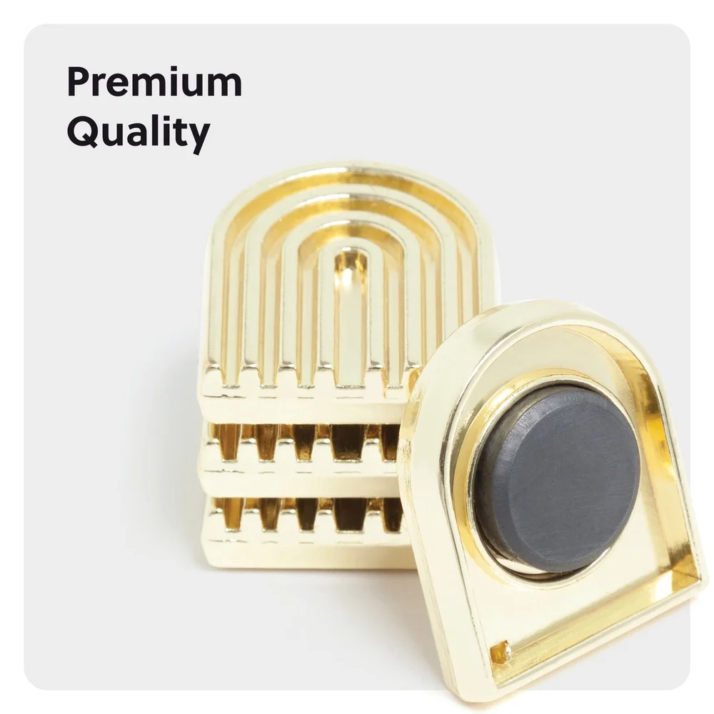 Set of 4 Gold Deco Magnets Stylish Decorative Office Kitchen Accessories Strong Magnetic Backing Photos Notes Reminders