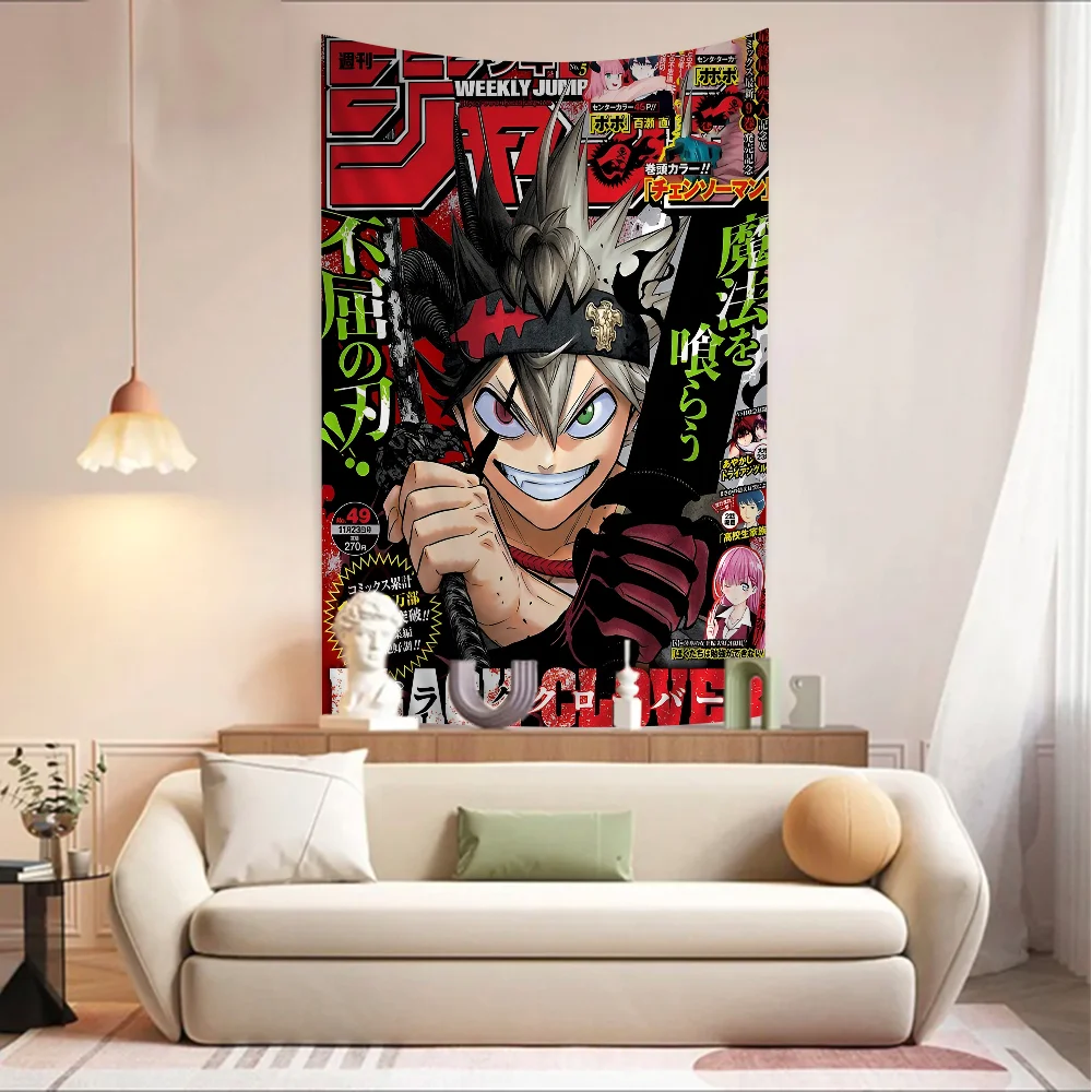 Japanese Anime Black Clover Colorful Tapestry Wall Hanging Hanging Tarot Hippie Wall Rugs Dorm Wall Art Decor