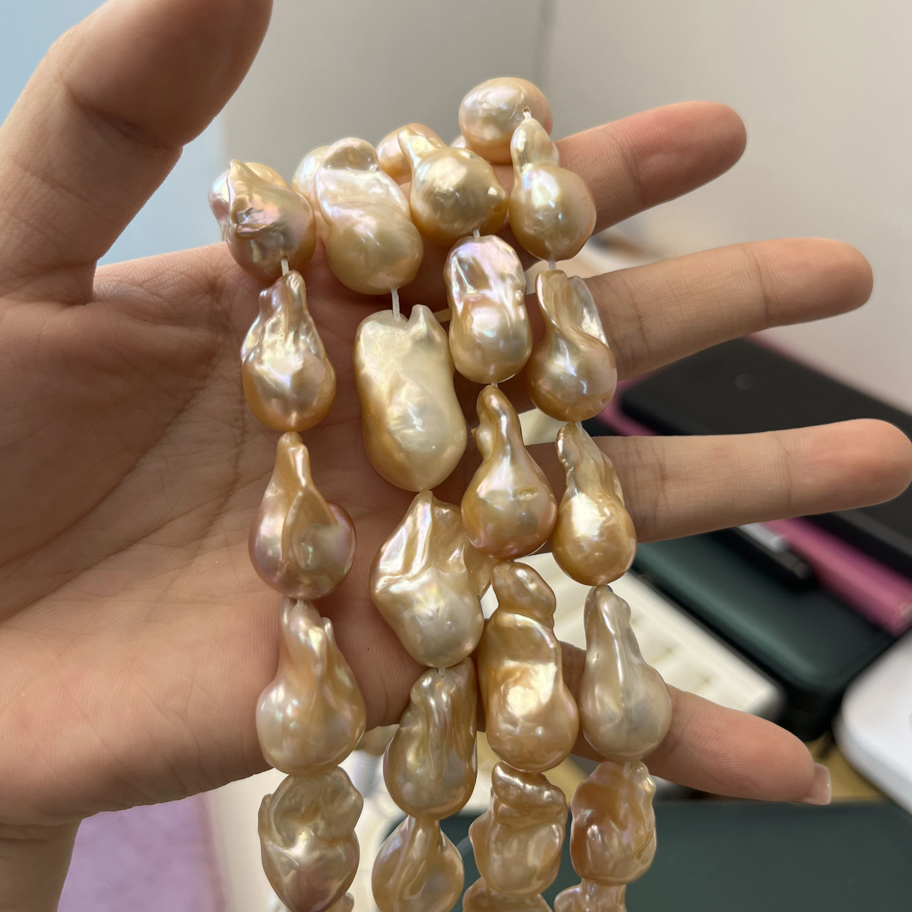 

15-20mm6A Natural Freshwater Orange Fishtail Baroque Pearl Bead Jewelry MakeDIY Necklace Bracelet Accessories Gift Wedding Women