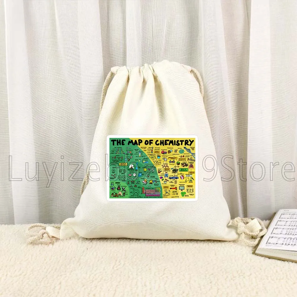 Funny Periodic Table Of Elements Map of Biology Chemistry Computer Science Canvas Drawstring Bag Soccer Backpack String Sackpack
