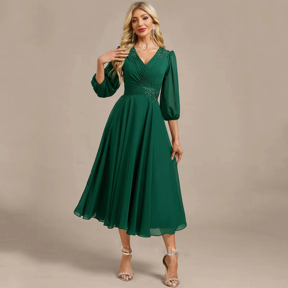 

3/4 Sleeve Mother of the Bride Dresses 2025 Simple A-Line Wedding Guest Gowns Strapless Elegant Dress Women For Wedding Party