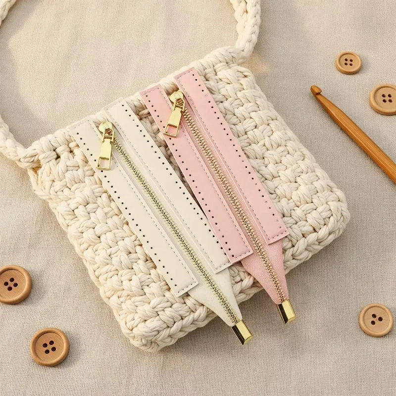 2026 NEW 15cm Close end Metal Zippers 5cm Wide PU Gold Color Zipper For Handbag Hand Crocheting Bag DIY Craft Making Accessories
