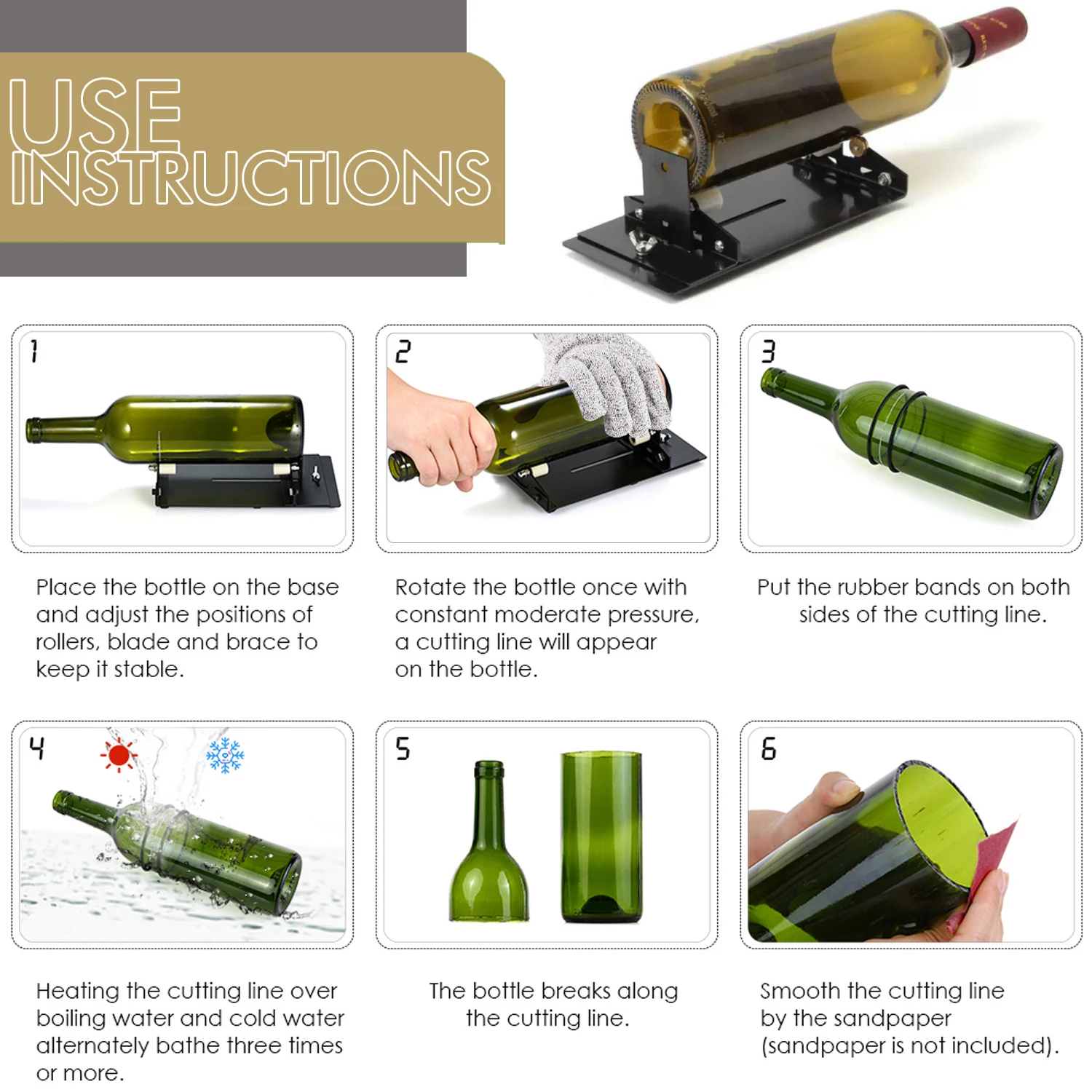 Glass Bottle Cutter Tool DIY Square Round Wine Beer Glass Sculpture Cutter Machine Professional Beer Glass Cutting Bottle Holder