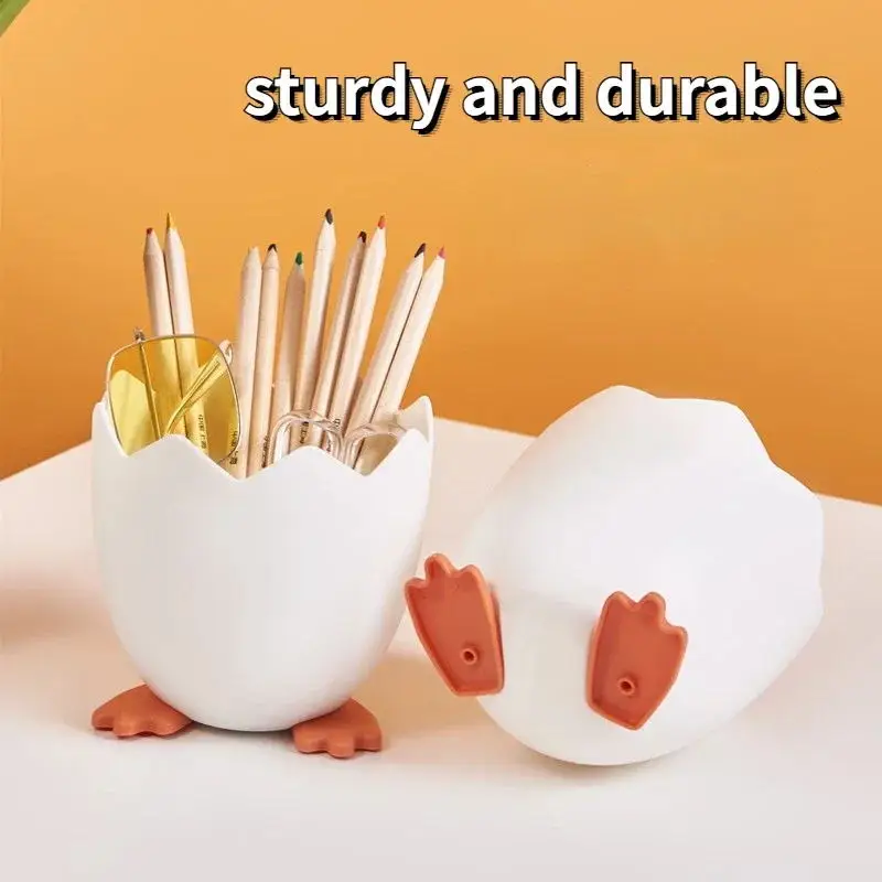 Cute Cartoon Eggshell Shape Pencil Holder Office Desk Pen Pot Cup Case Container Stationery Organizer  Pencil Bucket