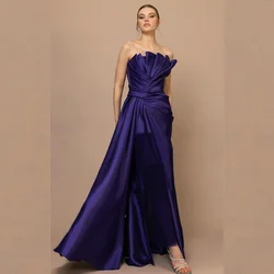 Customized s Draped Graduation A-line Strapless Bespoke Occasion Gown Long Dresses