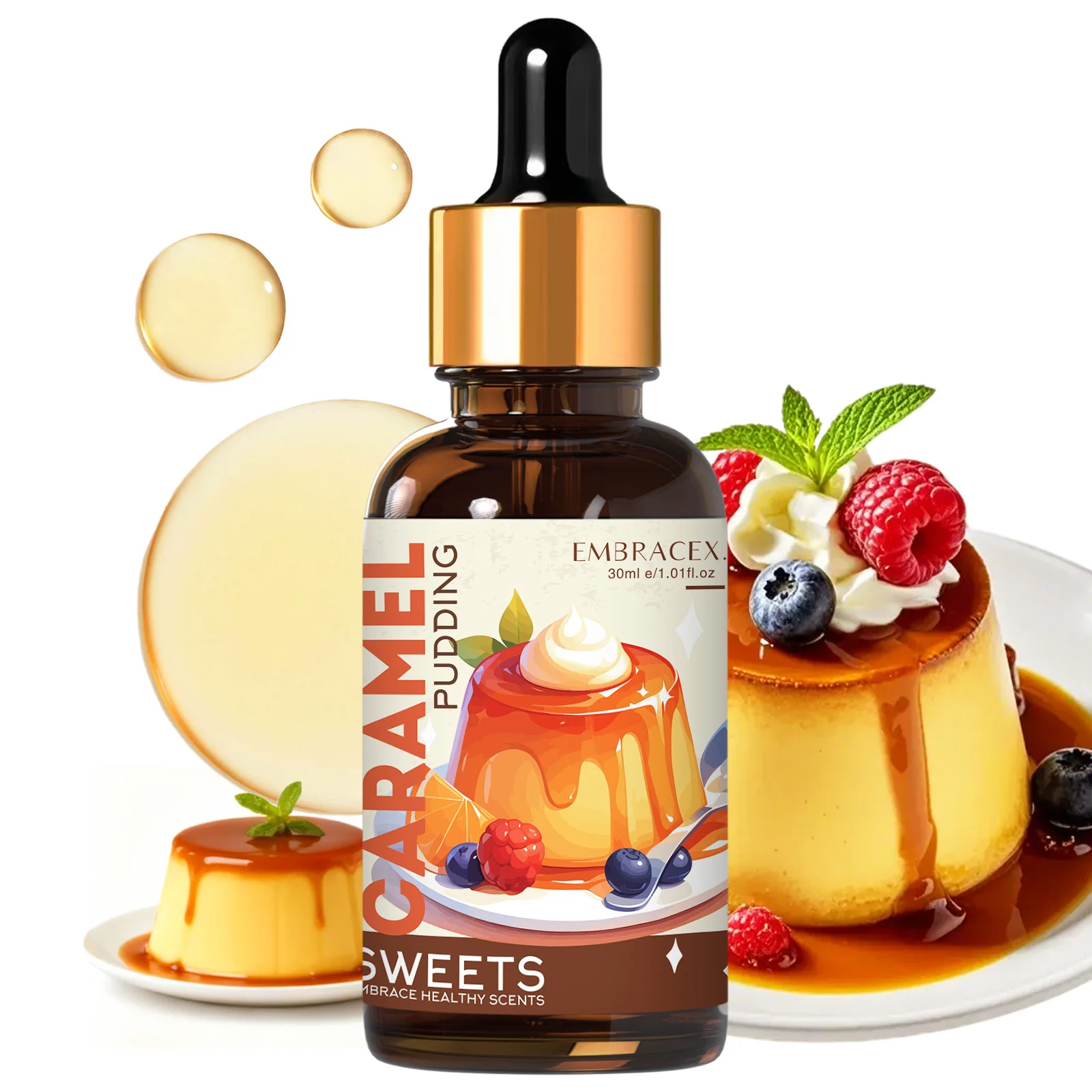 

30ml Caramel Pudding Essential Oil Food Fragrance Aroma Car Air Freshener For Diffusers,Gift for Friends, Aromatherapy
