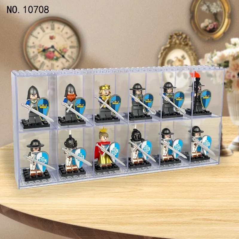 10708 display box children's small particle building block toys 12 storage box doll transparent ornaments