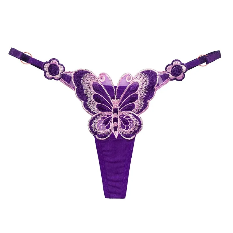 Womens Sexy Panties Butterfly Embroidery Briefs Porno Open Underwear Lingerie Knickers Thongs Ultra-Thin G-Strings