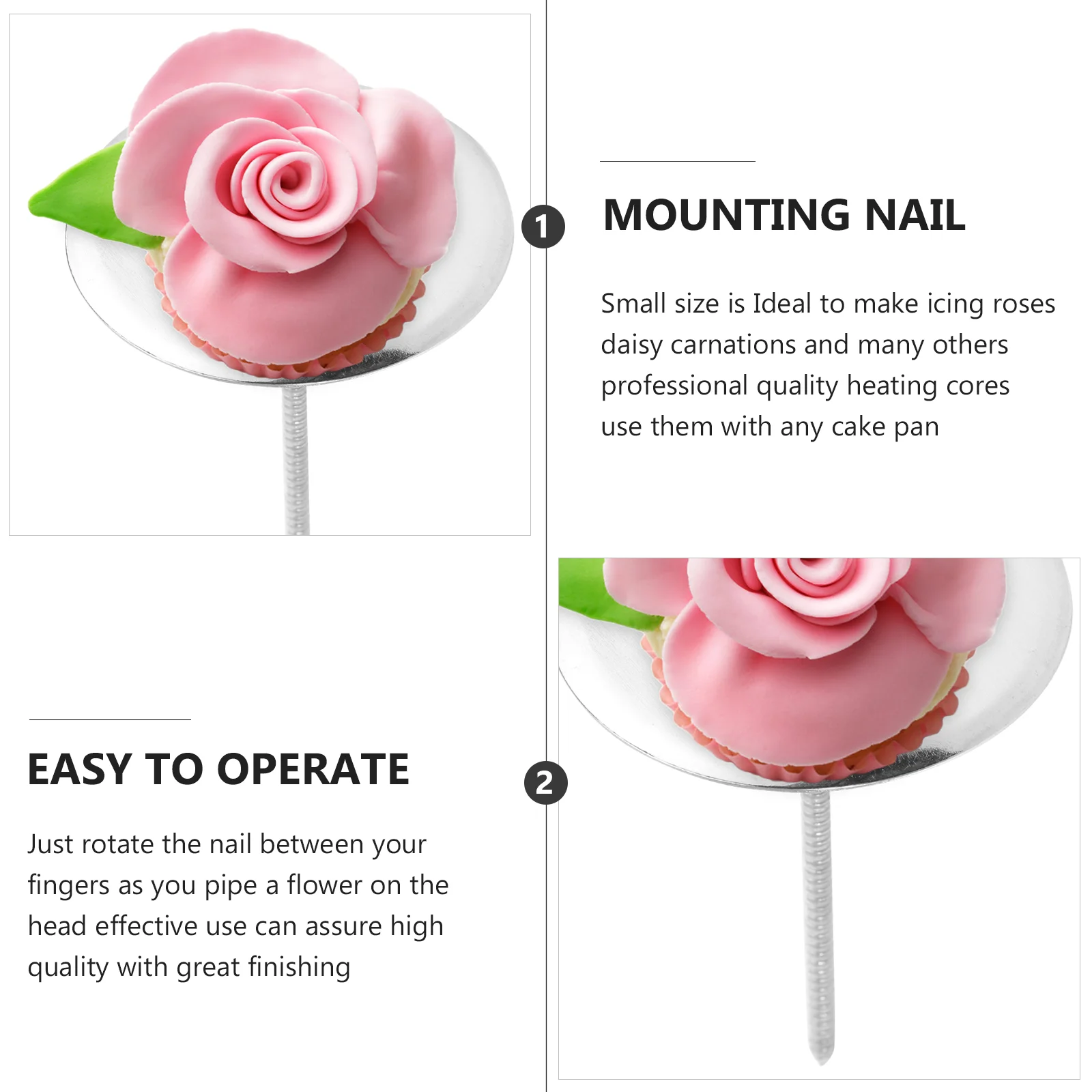 4 Pcs Flower Nail Cake Decorating Baking Heating Core for Nails Pins Cupcake Too Heater Dad