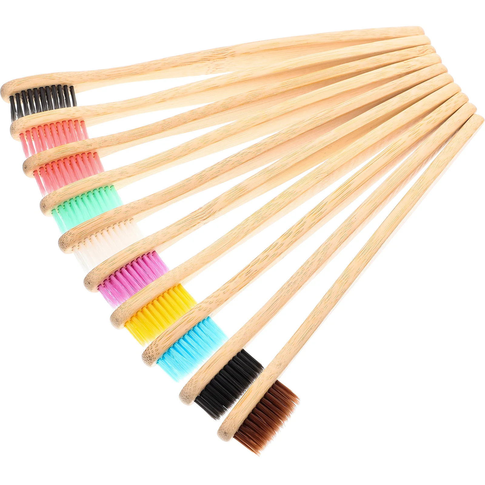 

10Pcs Bamboo Carbon Fiber Toothbrush Wood Handle Compact Travel Size Softer Bristle Teeth Cleaning Bulk Toothbrushes