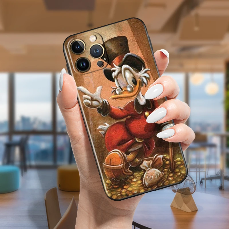 Scrooge McDuck Black Phone Case for Apple, iPhone 14, 13, 12, 11 Pro Max, Mini, XS Max, X, XR, 7, 8 Plus Cover