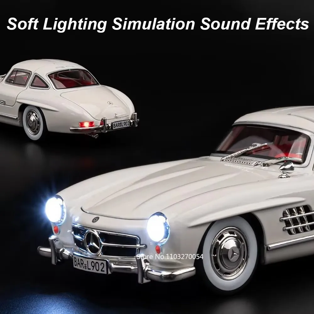 1:24 300SL W140 alliage modèle jouets moulé sous pression voiture avec son lumière retirer portes ouvertes modèles miniatures classique jouet cadeaux pour les garçons