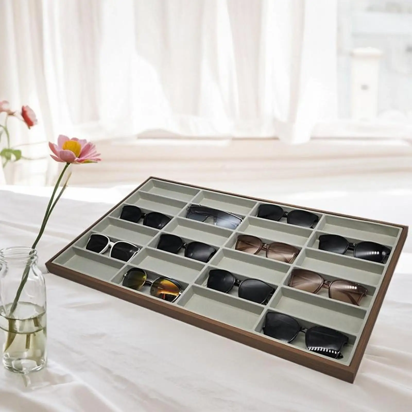 علبة عرض النظارات صندوق منظم النظارات المحمول القابل للتكديس للنظارات الشمسية وقلادة الخرز للاستخدام المنزلي الشخصي #4