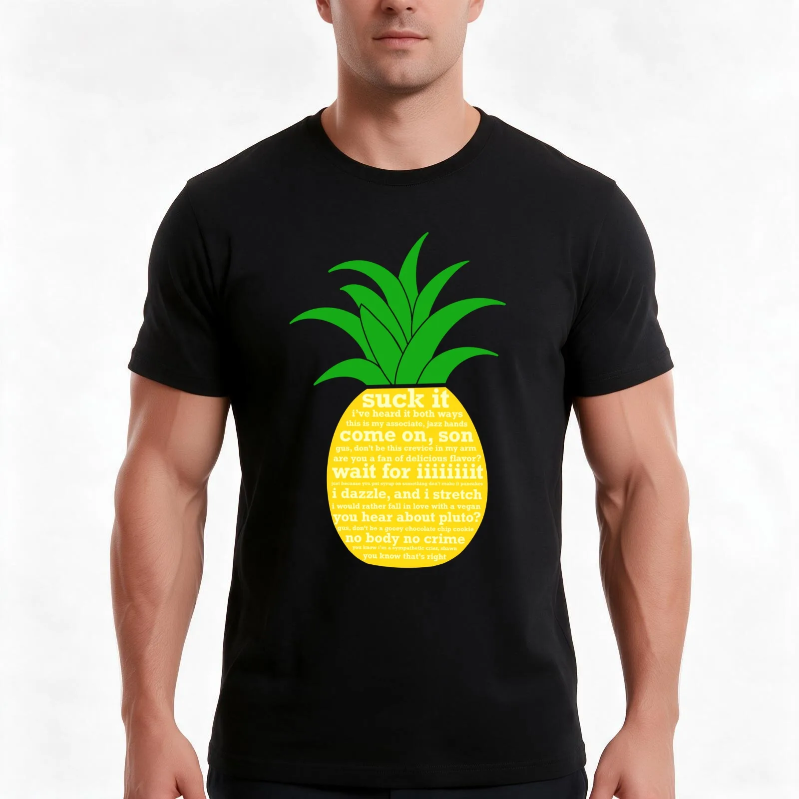 Psych Quotes Pineapple T-Shirt, Summer Casual Cotton Tee, Oversized Streetwear Tops, Vintage Graphic Print, Unisex Men Women