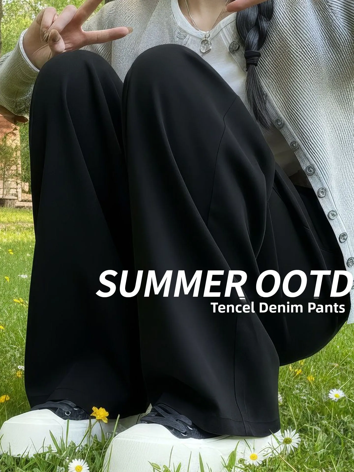 

Black Silk Denim Jeans Women's Summer Thin Straight Wide Leg Pants High Waist Casual Style Small Size Ice Silk Sakamoto Wide ...