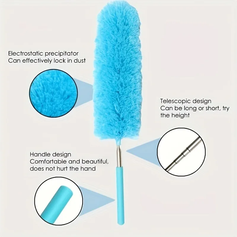 Feather Duster Long Telescopic Duster Magic Static Duster Brush 80cm Extendable Portable Mini Durable Washable