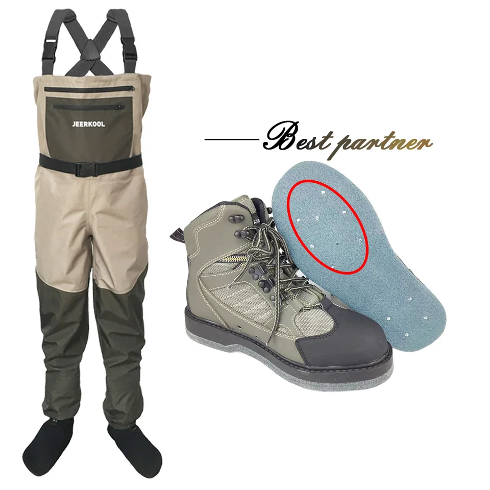 Fly Fishing Waders and Shoes Waterproof Wading Clothes Nails Felt Sole Wading Reef Rock Fishing Boots Wading Fishing Pants