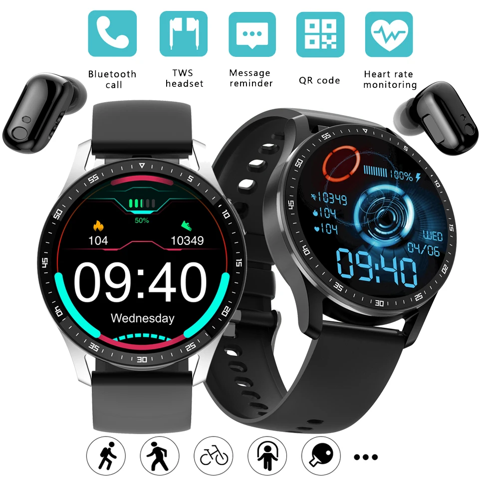 2024 New X10 New Men BlueTooth Headset watch two in one 360*360HD Full Touch Screen SmartWatch Heart Rate Testing Music Watch