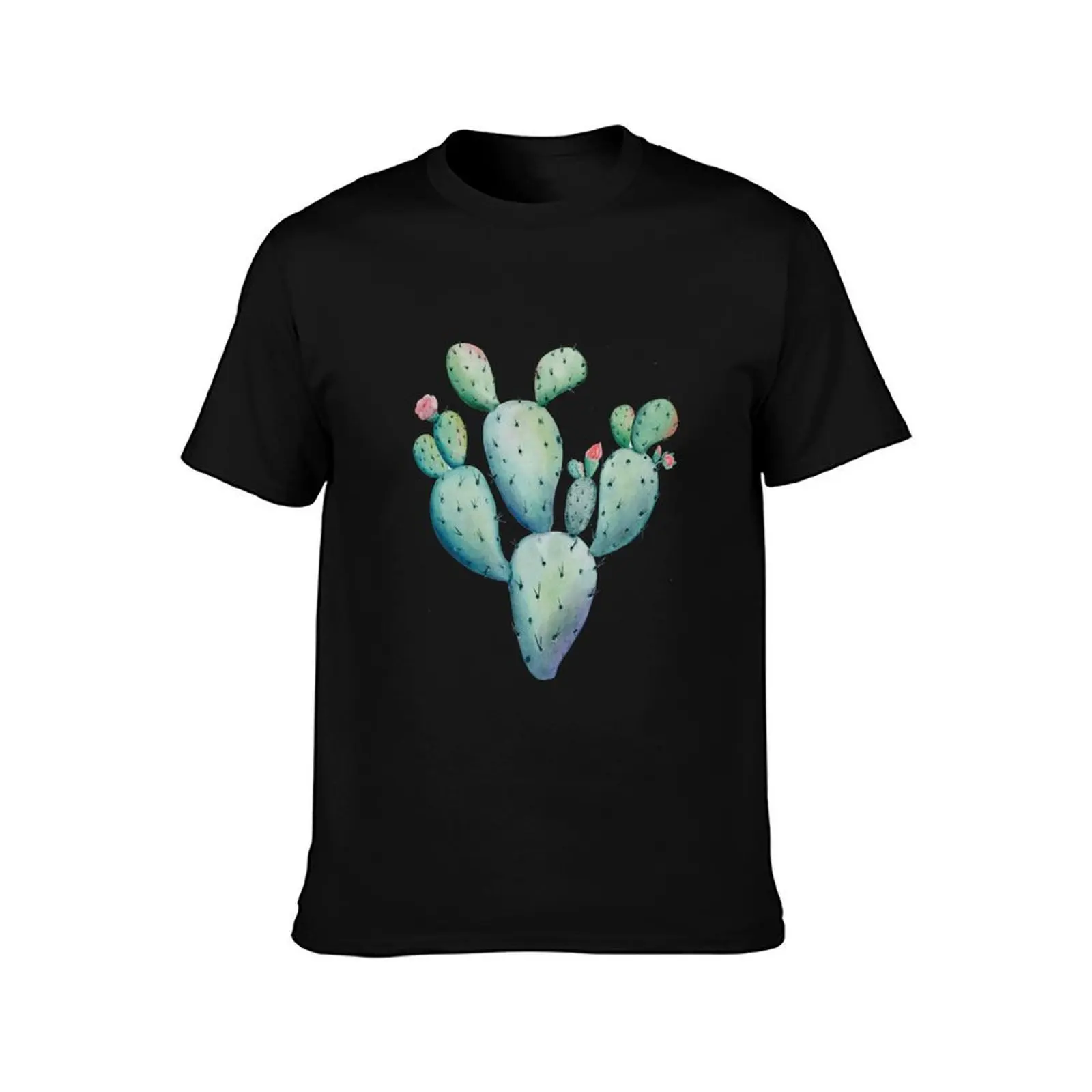 Prickly Pear Watercolor Desert Cactus T-Shirt, Summer Casual Cotton Tee, Oversized Streetwear Tops, Vintage Graphic Print