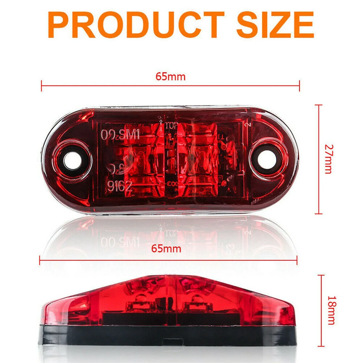 5Pcs Red LED 2.5Inch 2 Diode Light Oval Clearance Trailer Truck Side Marker Lamp