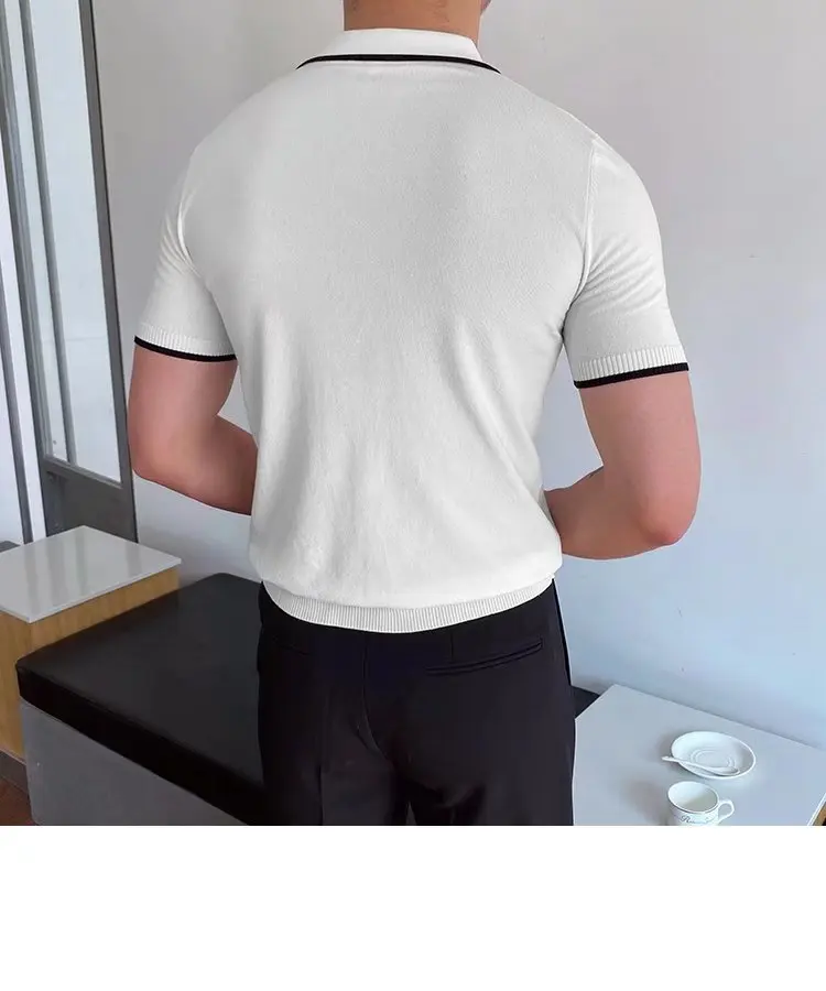 

【2025 Business Casual 】 Men's Soft Comfortable and Breathable Polo Shirt, Simple Solid Color Lapel Workplace Commuting Shirt