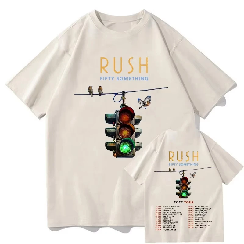 2026Traffic Light Bird Art Graphic Double Sided Print Short Sleeve, Kids Adults Crew Neck Tee, Retro Rock Style Loose Casual Top