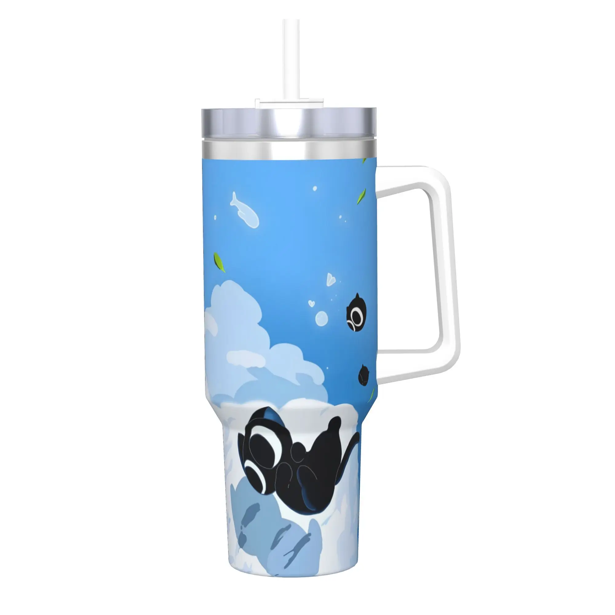 Stainless Steel Tumbler Kawaii Anime LUOXIAOHEIs Thermal Mug Black Cat Insulated Cold Drink Car Mugs Camping Water Bottle