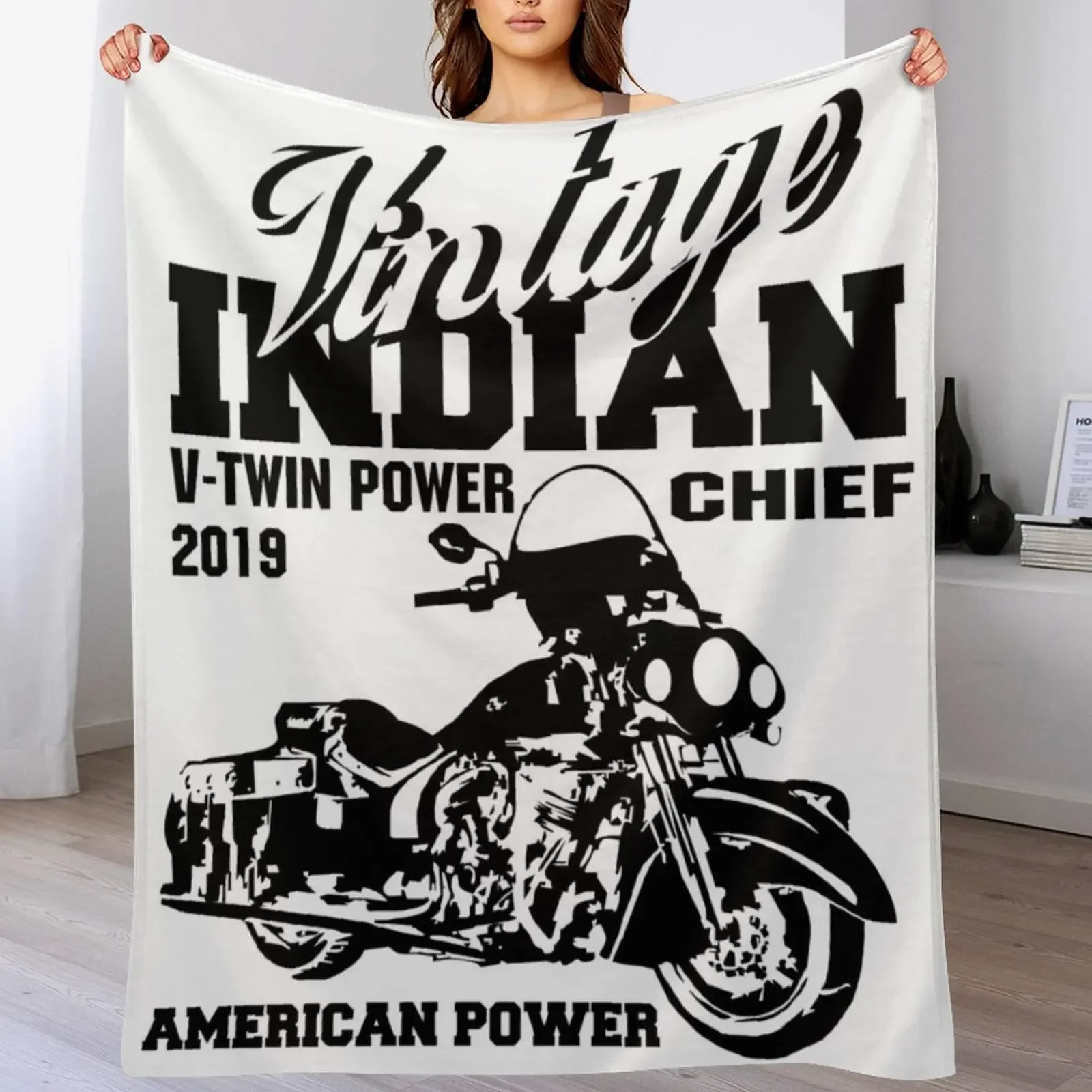 VINATGE Indian Chief Classic Motorcycles - American Power Throw Blanket Beautifuls valentine gift ideas Blankets