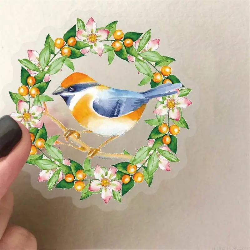D5BB 50 Sheets Watercolor Bird Graffiti Sticker Bottle Sticker Decorative Sticker Scrapbook Sticker Luggage Sticker