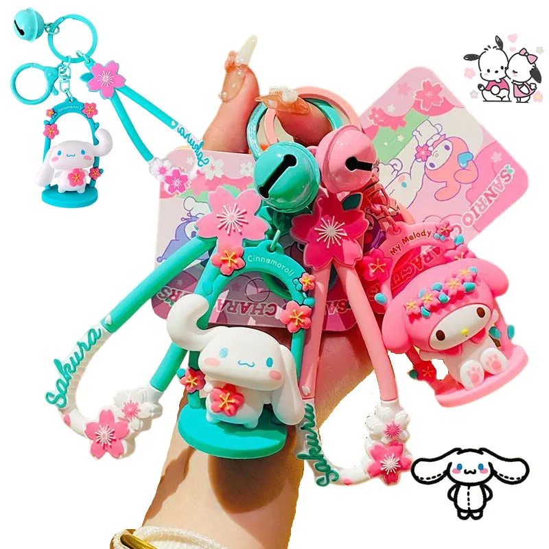 Kawaii Sanrio Swing Key Chain My Melody Kuromi Cinnamoroll Cute Anime Creative Car Key Chain Couple Schoolbag Pendant Toys Girls