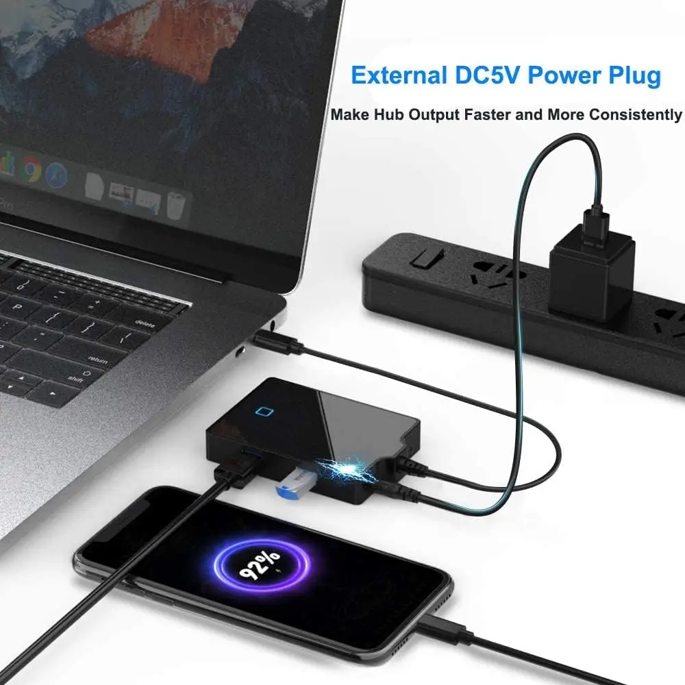 7-in-1 USB C Docking Station 4K HDMI VGA Adapter Type C Data Port DC5V Power Plug Audio Interface for MacBook Surface pro 9/8