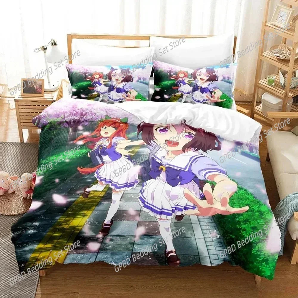 kawaii Pretty Derby Comfortable Duvet Quilt Cover Pillowcase Bedding Set Children Bedroom Decoration Home Textile