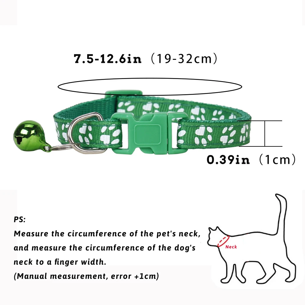 5Pc Colorful Cute Bell Collar Adjustable Buckle Cat Collar Pet Supplies Footprint Personalized Kitten Collar Small Dog Accessory