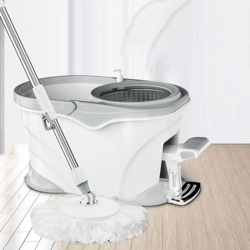 Four-drive Rotary Mop With Pedal Stainless Steel Basket Large Capacity With Washing Bottle Wave Barrel Body Cleaning Assistant