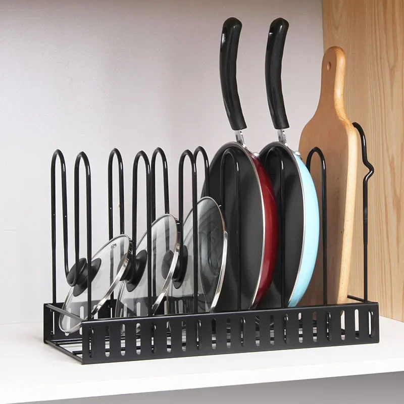 

Dividers Pots and Pans Storage Rack Lid Frying Pot Pan Organizer Holder Shelves Kitchen Storage Rack Plate Rack Large