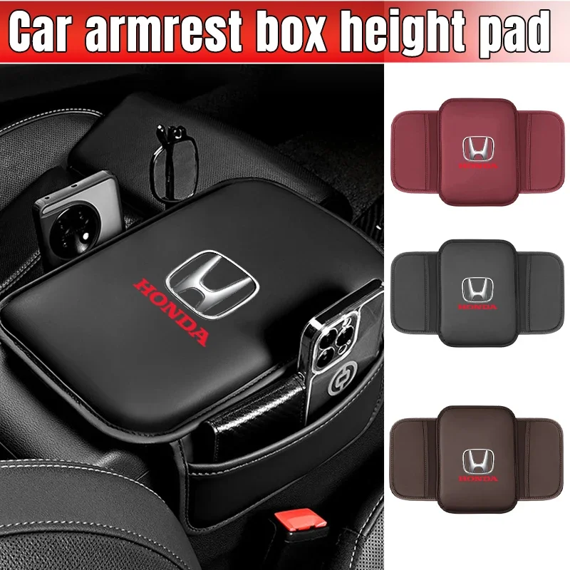 Car Armrest Box Pad Leather Auto Armrest Mat For Honda Civic Accord Fit CRV Odyssey Prelude Insight Legend Stream HRV Crider XRV