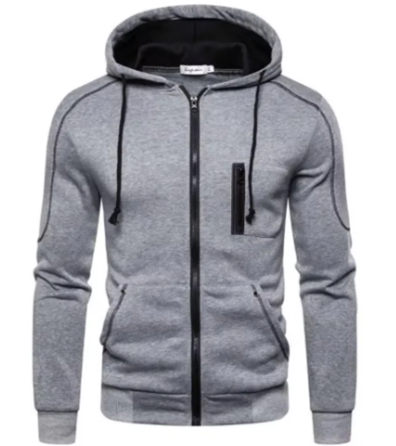 Solid color men's hooded jacket Casual long-sleeved hoodie Zipper Gym sports hoodie Spring Fall