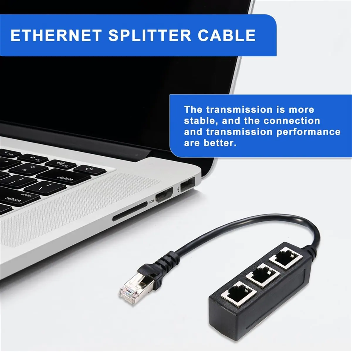 *A14E RJ45 Ethernet Splitter Cable 1 Male to 3 Female LAN Ports Ethernet Splitter Adapter for Cat5 Cat5e Cat6 Cat7