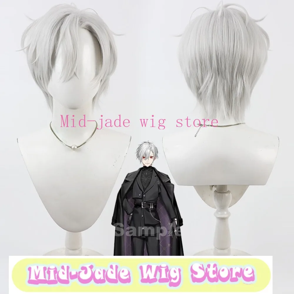 Kuzuha Cosplay Wig Silver White Hair Realistic Scalp Top Heat Resistant Synthetic Fiber Layered Hairpiece for Stage Performance