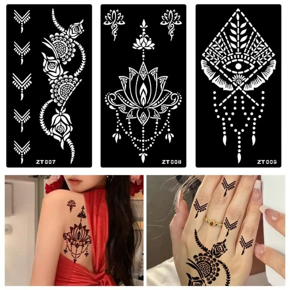 Personalized Flower Tattoo Stickers Floral Body Art India Temporary Tattoo Ethnic Style Hollow Arm Foot Tattoos Festival