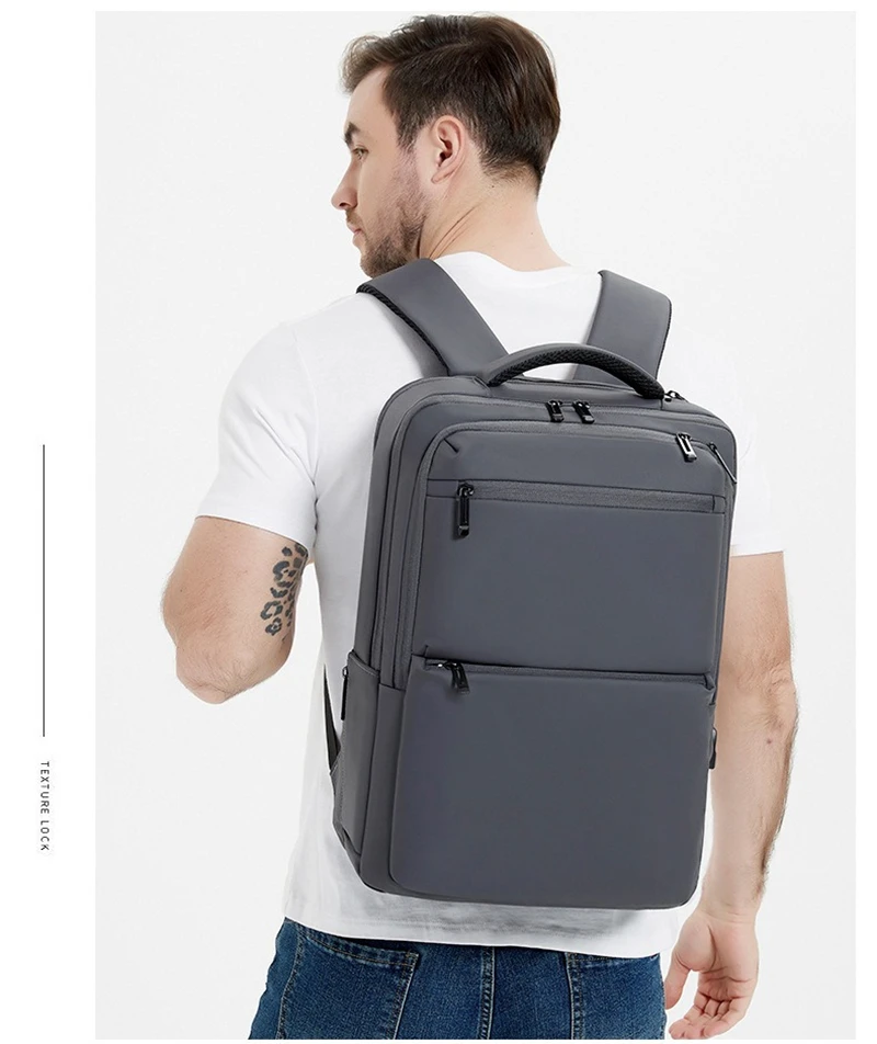 Nesitu High Quality Waterproof Large Capacity A4 14 15.6 inch Laptop Men Women Backpack Travel Bag Black Grey M2201