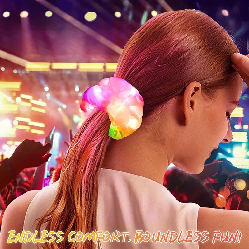 100-20Pcs Light Up Hair Scrunchies Led Scrunchies for Girls Glow in the Dark Scrunchies Wedding Glow Accessories Party Supplies