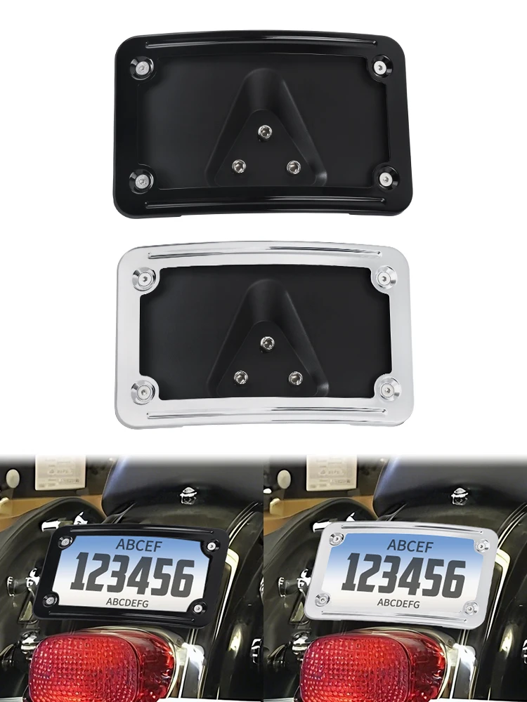 Support de plaques d'immatriculation de moto, support de plaque d'immatriculation incurvé pour Harley Softail FL Sportster XL Dyna Big Twins