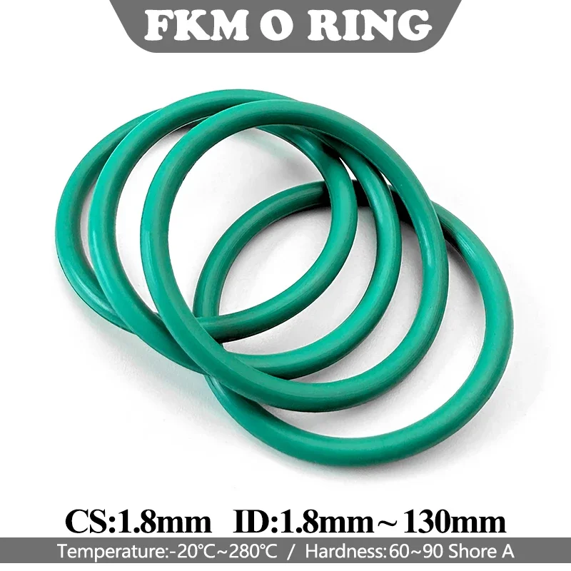 FKM O-Ring 1.8mm Cross Section OD 5.36-39.06mm Vitons Rubber Sealing Ring High Temperature Oil Resistant Gasket