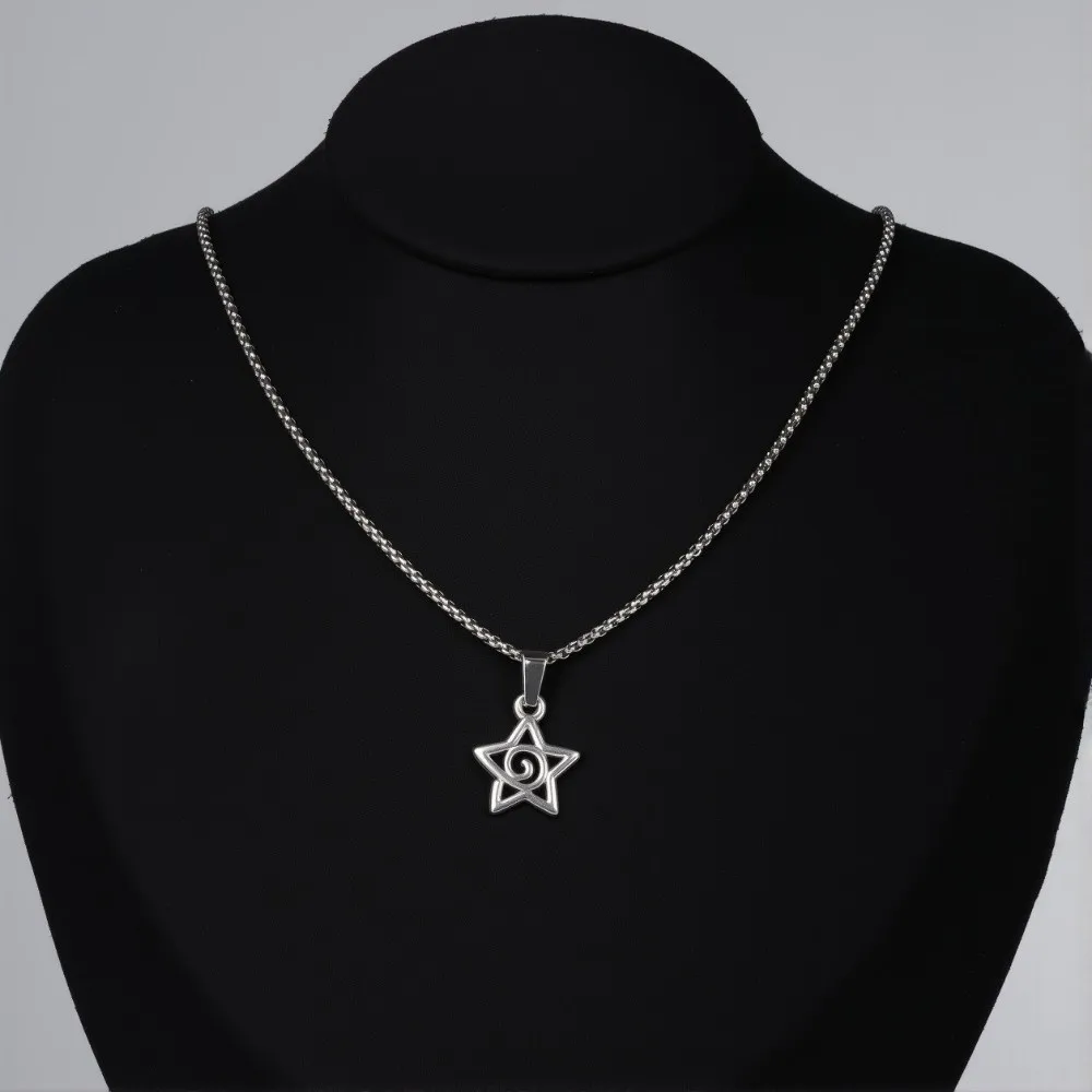 Fashion Gothic Spiral Pendant Necklace Stainless Steel Punk Vortex Necklace Hollowed Y2K Metal Chain Jewelry Jewelry