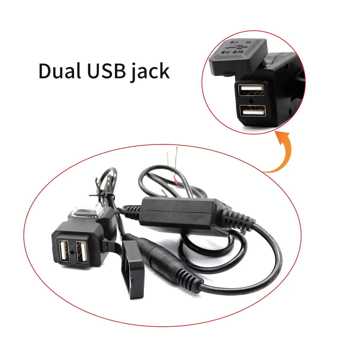 

USB Motorcycle Dual Ports 3.1a Handlebar Rear Mirror Waterproof Socket Adapter Switch Motorcycle USB Power